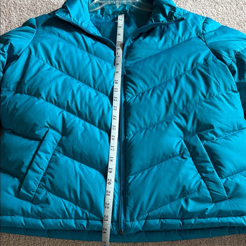 Lands End Light Weight Turquoise Puffer Jacket - Size LP 14-16 - Picture 5 of 8